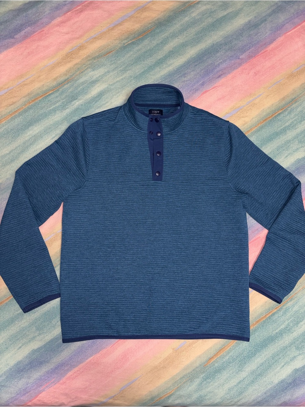 J. Crew Factory Men's Quilted Half-Zip Sweater fleece Blue size M